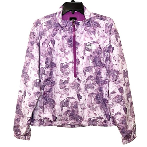 THE NORTH FACE Purple All Over Print Hydrenaline Pullover 1/2 Zip Jacket Medium - Picture 1 of 10